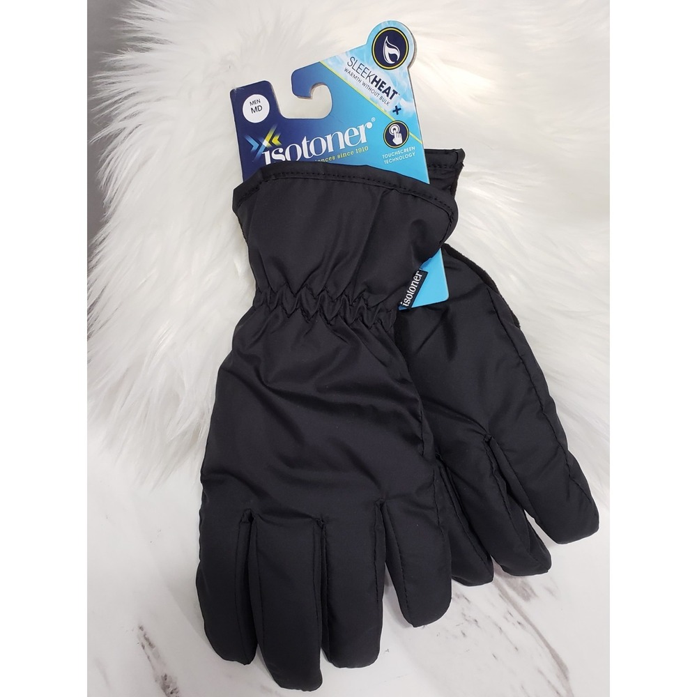 Isotoner‎ SleekHeat Packable Gloves Men's Medium SmartDri Black Touchscreen NEW